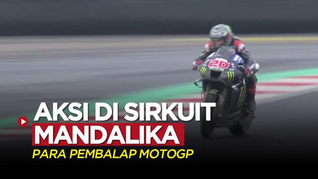 Berita video aksi para pembalap MotoGP, termasuk Fabio Quartararo, saat menjajal di atas lintasan Sirkuit Mandalika pada Jumat (11/2/2022).