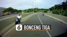 Kecelakaan tunggal dialami oleh tiga orang pemuda mengunakan sebuah sepeda motor. Mereka menabrak tembok pembatas jalan.