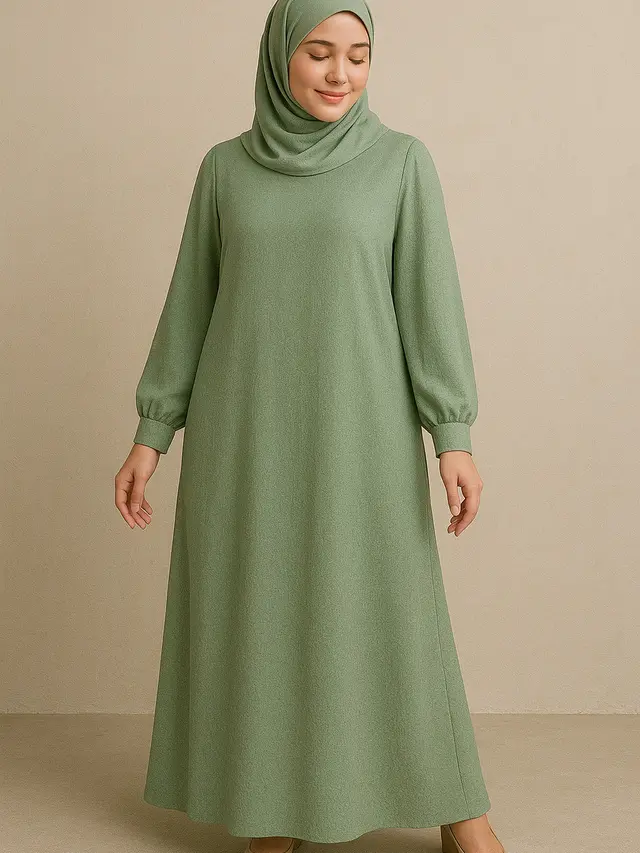 Gamis Brokat Islami Warna Sage (ChatGPT)