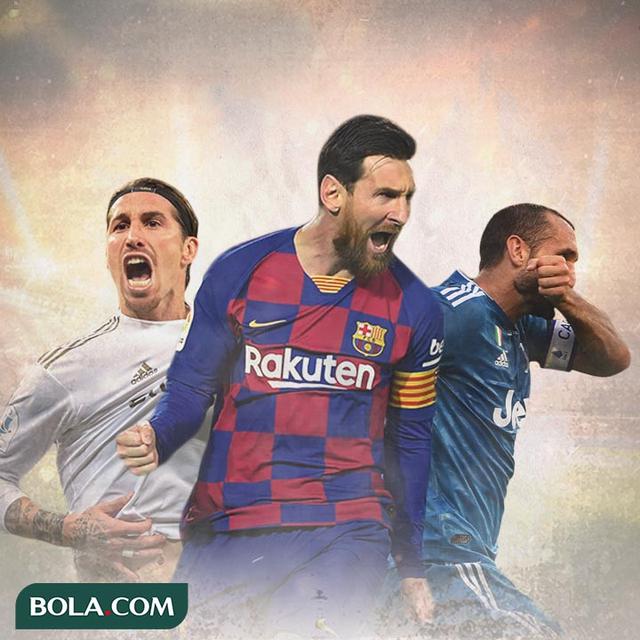 Ilustrasi - Sergio Ramos, Lionel Messi, Giorgio Chiellini