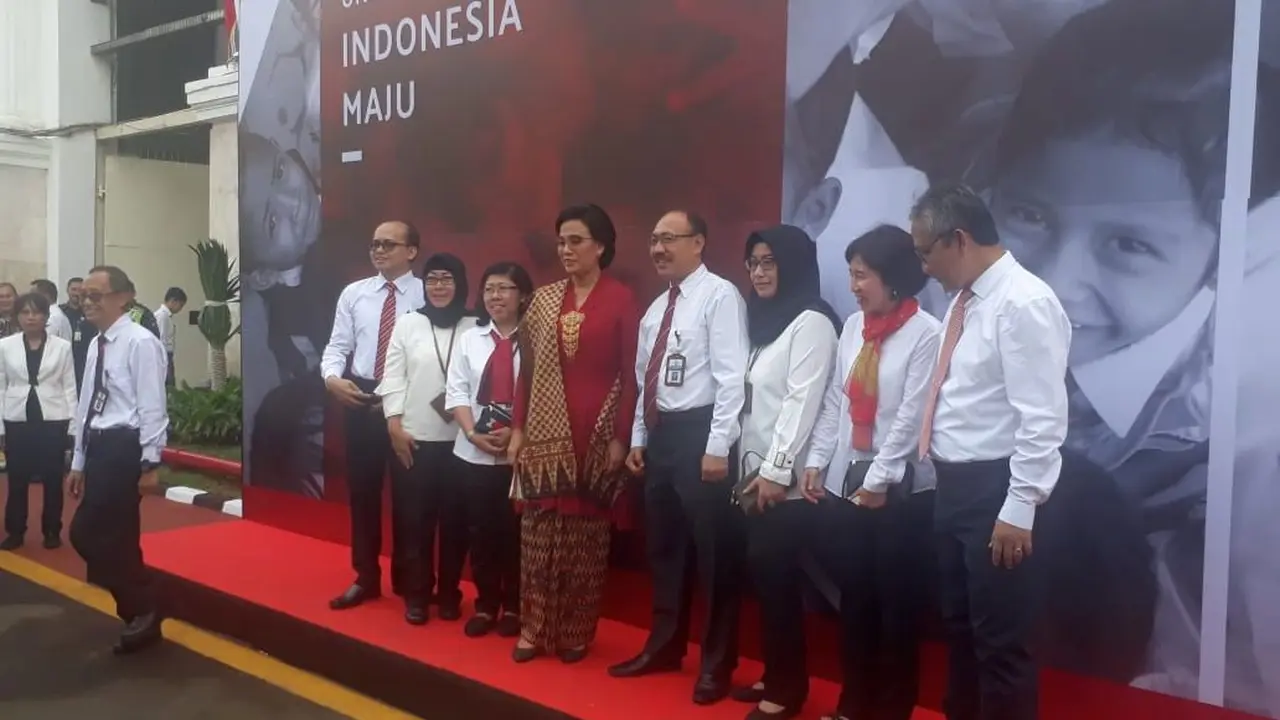 Menteri Keuangan Sri Mulyani merayakan hari ulang tahun ke-74 Republik Indonesia bersama keluarga besar Kementerian Keuangan, Sabtu (17/8/2019).