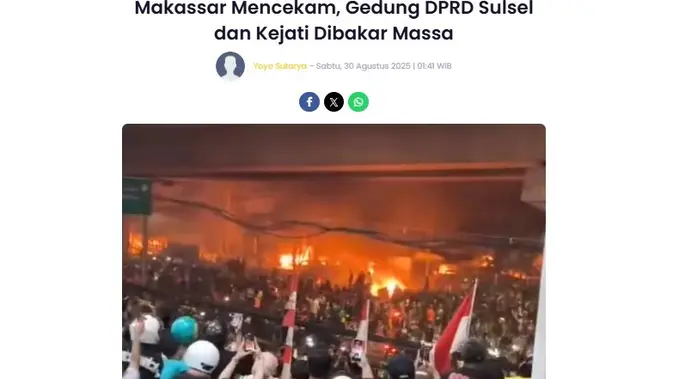 <p>Tangkapan layar artikel situs rakyatpriangan.com untuk menelusuri klaim video kerusuhan di Kalimalang.</p>