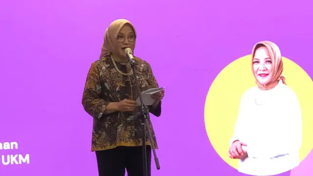 Deputi Bidang Kewirausahaan KemenKop UKM Siti Azizah  dalam Open Call Entredev, di Artotel Suites Mangkuluhur, Jakarta Selatan, Selasa (6/2/2024).