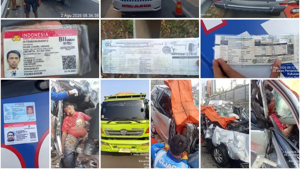 _Diduga Mengantuk, Sopir Mobik Meninggal Usai Tabrak Truk di Bahu Jalan Tol Cijago