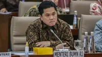 Rapat Kementerian BUMN dan Komisi VI DPR RI membahas pagu anggaran dan rencana kerja anggaran Kementerian BUMN tahun 2024. (Liputan6.com/Faizal Fanani)