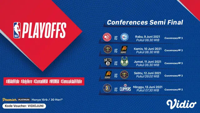 Jadwal Pertandingan dan Live Streaming NBA 2020/2021 Semifinal Conference Pekan Ini di Vidio