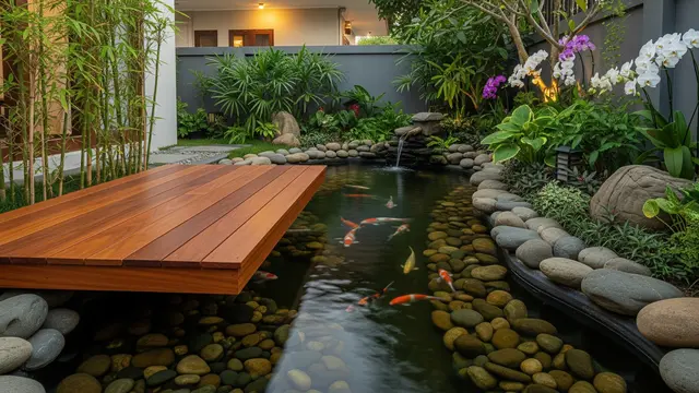 Desain Kolam Ikan Batu Alam Kecil/ Ilustrasi AI