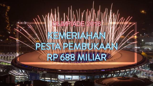 Kemeriahan pesta pembukaan Olimpiade Rio 2016 bernilai Rp 688 miliar yang diselenggarakan di Stadion Maracana, Rio de Janeiro (5/8/2016).