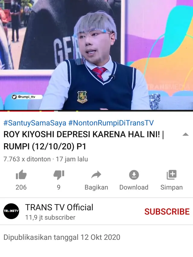 Unggahan Trans TV. (Foto: YouTube Trans TV Official)