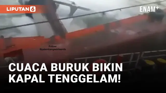 VIDEO: Diduga Efek Cuaca Buruk, Kapal FC ARK Shiloh Tenggelam di Perairan Sungsang