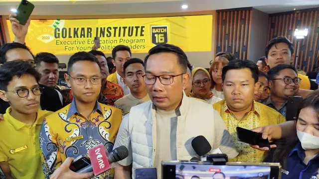 Bakal calon gubernur Jakarta Ridwan Kamil di Golkar Institute, Jakarta, Jumat (30/8/2024). (Liputan6.com/Ady Anugrahadi)