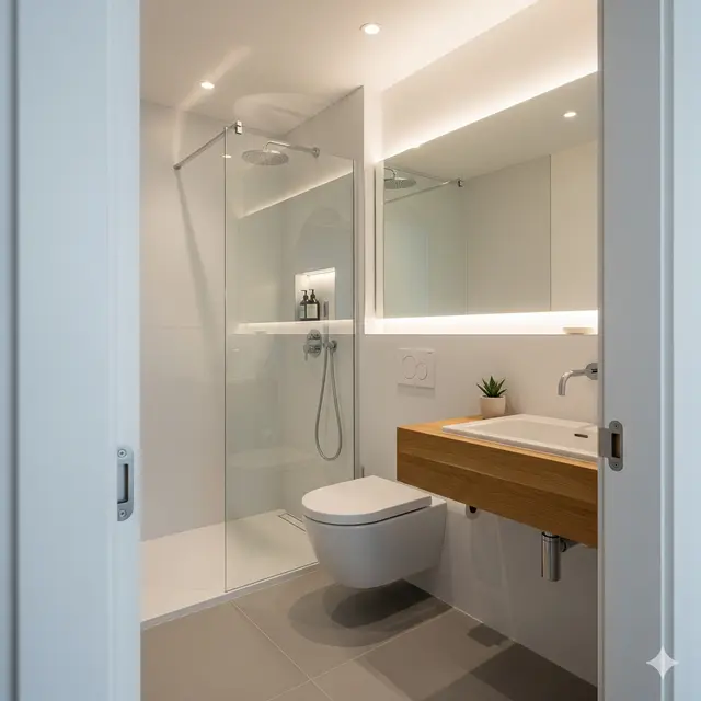 Kamar mandi kecil minimalis modern (Foto: Gemini)