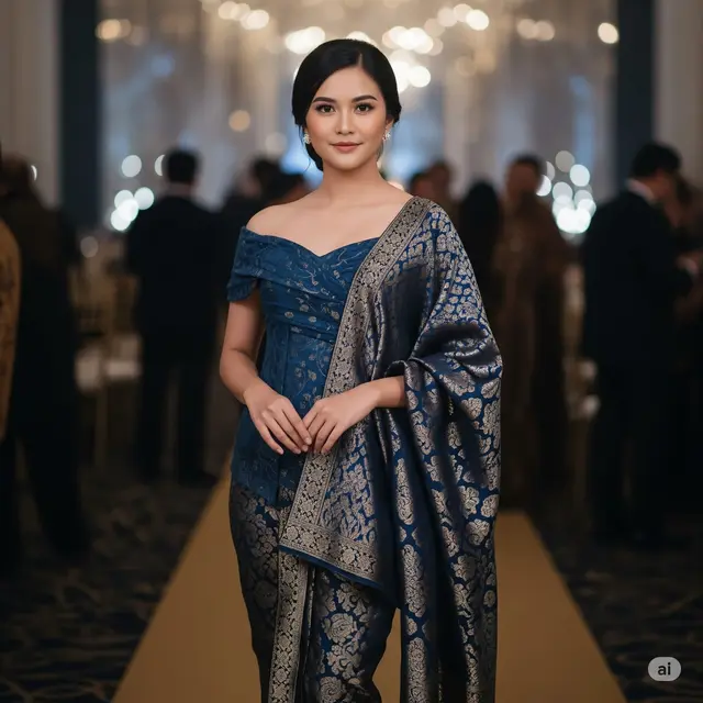 Kebaya Brokat Off-Shoulder