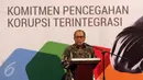 Dirut BPJS Ketenagakerjaan (BPJSTK) Agus Susanto memberikan pidato saat acara penandatangan Komitmen Anti Korupsi bersama KPK di Jakarta, Rabu (14/9). (Liputan6.com/Helmi Afandi)