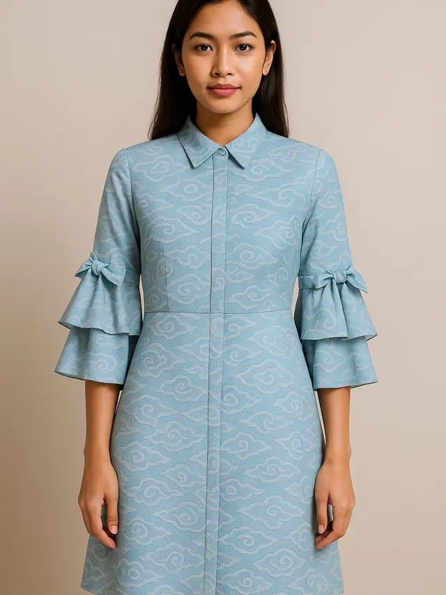 7 Model Batik Lengan Lonceng Dua Tingkat Pastel untuk Kerja, Anggun tapi Tetap Profesional