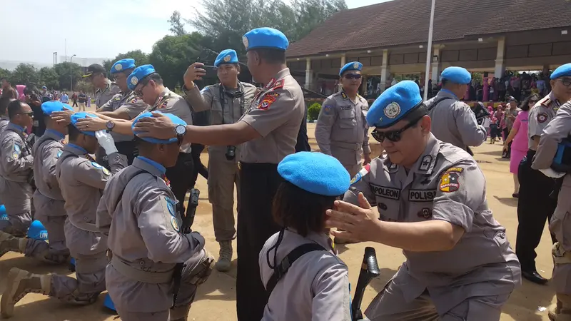 Polri mengirimkan pasukan Garuda Bhayangkara sebagai penjaga perdamaian di lima misi Perserikatan Bangsa-Bangsa (PBB). (Liputan6.com/Nafiysul Qodar)