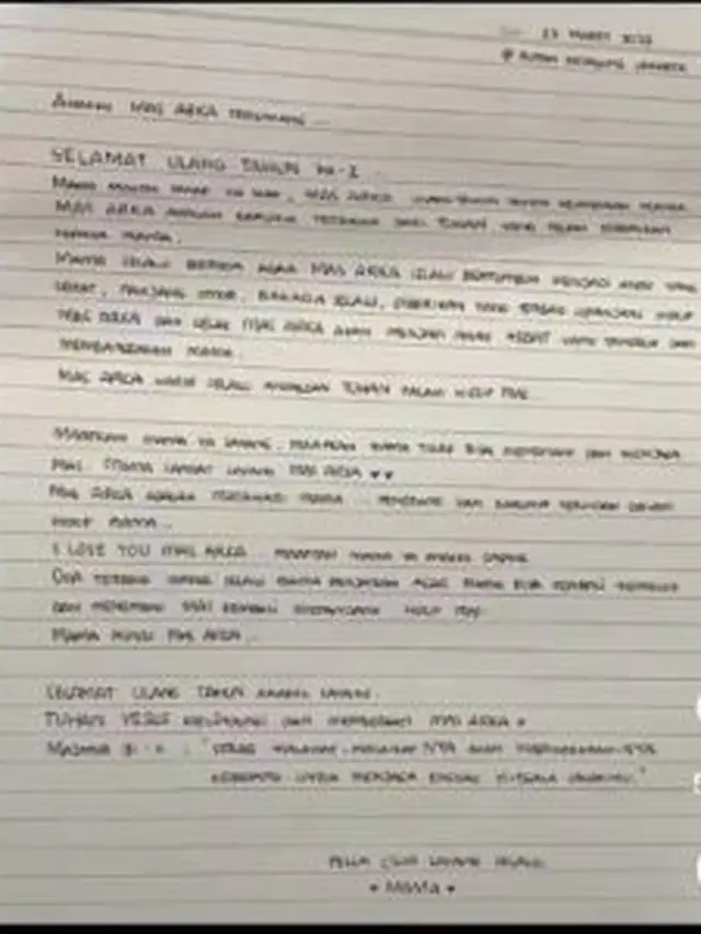 Ferdy Sambo dan Putri Candrawathi mengirimkan sepucuk surat cinta untuk putranya, Arka yang tengah berulang tahun ke-2. (IG @trisha_eungelica)