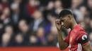 2. Marcus Rashford - Pria berusia 20 tahun ini sering dimainkan Jose Mourinho sebagai duet Romelu Lukaku di lini depan. Jika Alexis Sanchez datang bisa jadi akan menggusur posisi pemain asal Inggris ini ke bangku cadangan. (AFP/Oli Scarff)