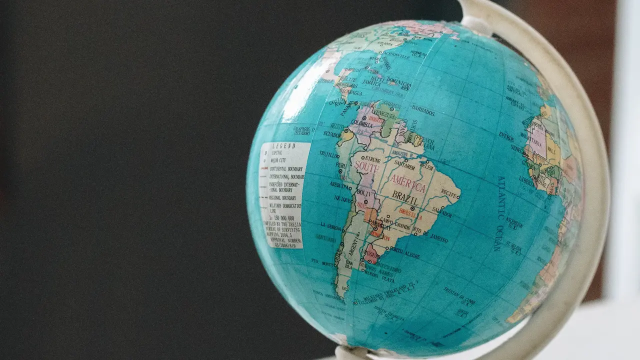 Ilustrasi benua Amerika, peta, globe