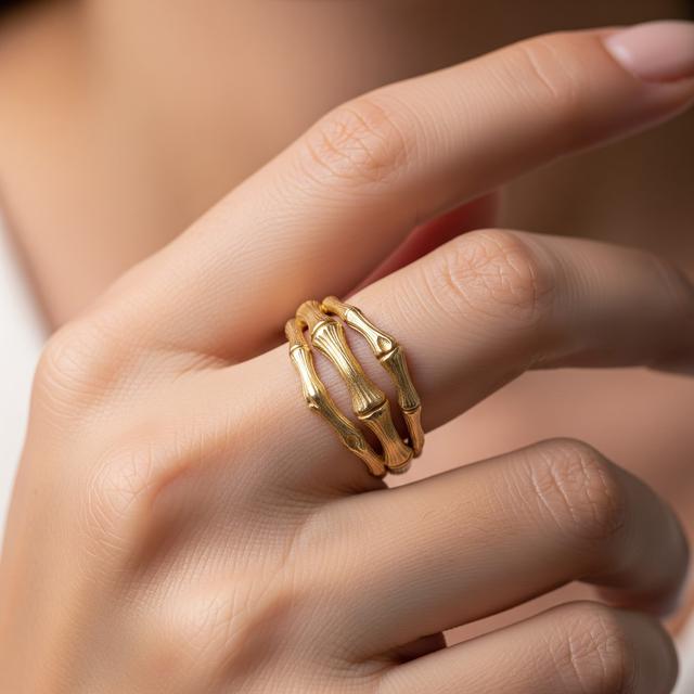 Inspirasi Cincin Emas Model Bambu (Image by Gemini AI)