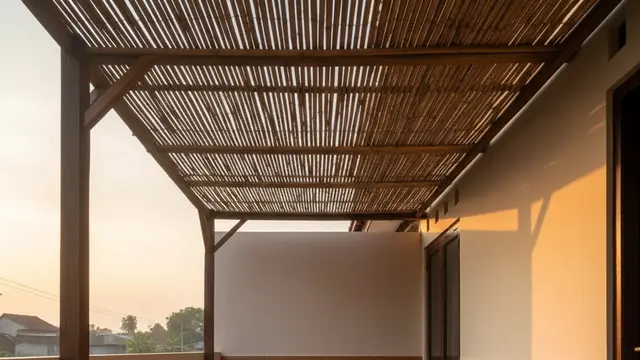 Model Teras Rumah Lahan Terbatas dengan Sirkulasi Udara Maksimal. AI