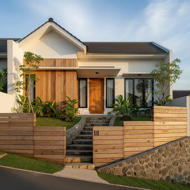 9 Desain Pagar Rumah untuk Lahan Miring, Aman dan Estetis