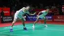Kemenangan ini mengantar Fajar Alfian/Muhammad Shohibul Fikri melaju ke babak 16 besar Indonesia Masters 2026. Tampak dalam foto, pebulu tangkis ganda putra Indonesia, Fajar Alfian/Muhammad Shohibul Fikri saat bertanding melawan Chen Zhi Ray/Lin Yu Chieh (Taiwan) pada babak pertama Indonesia Masters 2026 di Istora Gelora Bung Karno, Senayan, Jakarta, Selasa (20/1/2026). (Bola.com/Bagaskara Lazuardi)