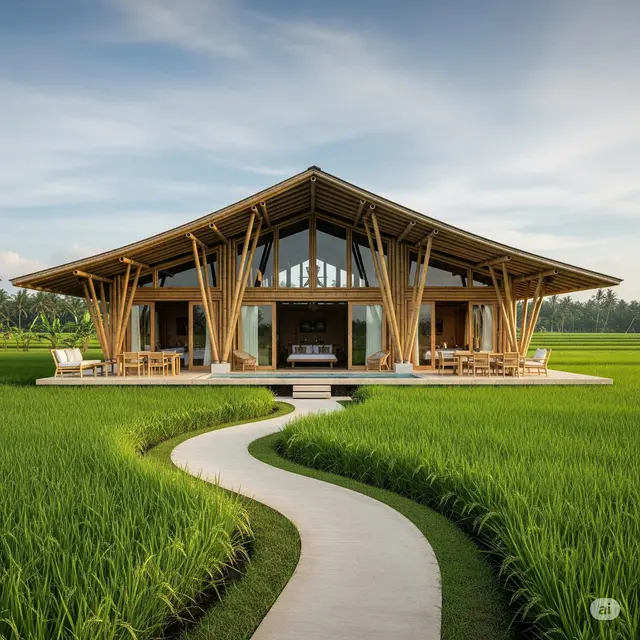 10 Desain Rumah Sederhana Mewah di Tengah Sawah, Bikin Enggan Pulang ke