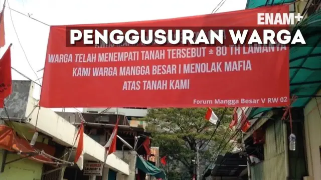 Pemerintah Kota Jakarta Barat berencana menggusur tiga RT di RW 02 di Kelurahan Mangga Besar, Kecamatan Taman Sari. 