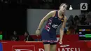 Pebulutangkis tunggal putri Spanyol, Carolina Marin saat melawan Nitchaon Jindapol (Thailand) pada babak pertama Indonesia Masters 2020 di Istora GBK, Jakarta, Rabu (15/1/2020). Carolina Marin unggul 21-13, 21-15. (Liputan6.com/Helmi Fithriansyah)