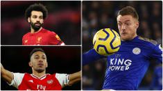Berikut ini daftar topskor sementara Premier League musim 2019/2020. Jamie Vardy berada di posisi pertama dengan koleksi 19 gol, sementara Mohamde Salah berada di urutan keempat dengan torehan 16 gol. (kolase foto AFP)