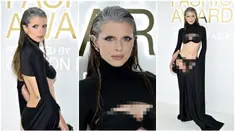 Foto kolase saat Julia Fox menghadiri CFDA Fashion Awards di Cipriani South Street, New York, Amerika Serikat, 7 November 2022. (Evan Agostini/Invision/AP-Dimitrios Kambouris/Getty Images/AFP)