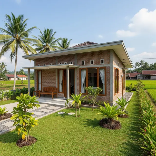 Desain Rumah 1 Lantai Batu Bata Ekspos Biaya Irit Tapi Modern di Desa