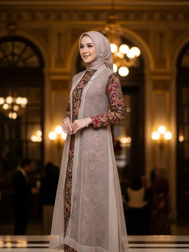 9 Model Gamis Batik Kombinasi Polos untuk Acara Kondangan Malam, Elegan dan Modern