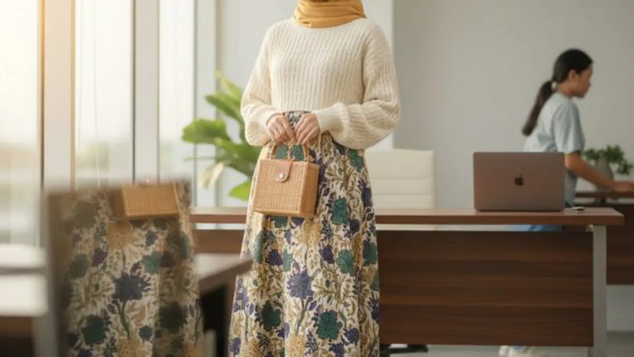 Ilustrasi Gamis Batik Katun