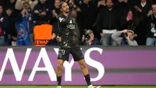 Selebrasi Bradley Barcola dalam laga PSG vs Chelsea di leg pertama 16 besar Liga Champions 2025/2026, Kamis (12/3/2026). (AP Photo/Michel Euler)
