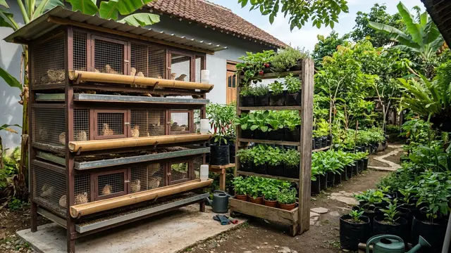 Kandang Puyuh dan Kebun Mini di Belakang Rumah (AI Generated)