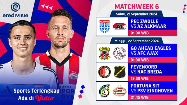 Jadwal Live Streaming Matcweek 6 Eredivisie di Vidio