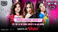 Link Live Streaming PMVB Season 1 Pekan Ketiga di Vidio, 17-19 Juni 2022. (Sumber : dok. vidio.com)
