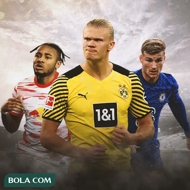 Ilustrasi - Christopher Nkunku, Erling Haaland, Timo Werner
