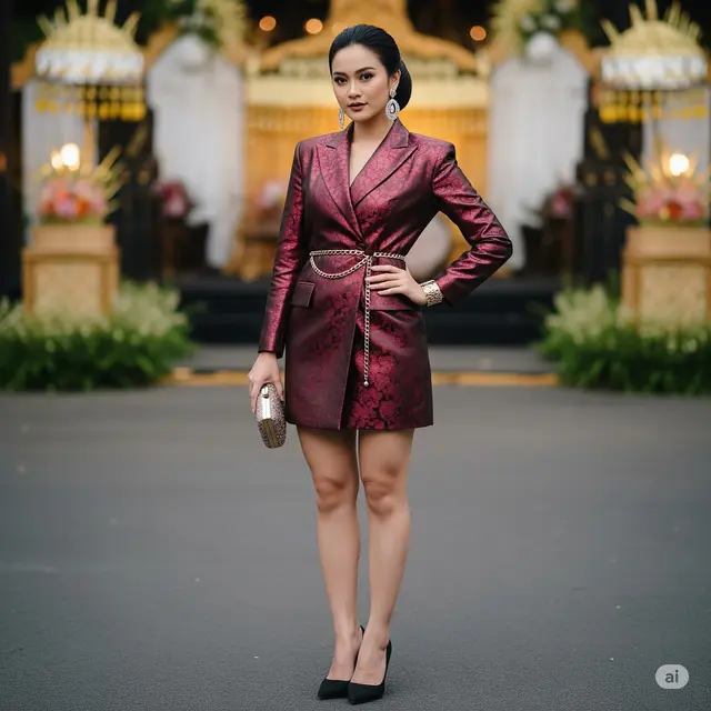 Baju Kondangan Burgundy. Foto: Gemini