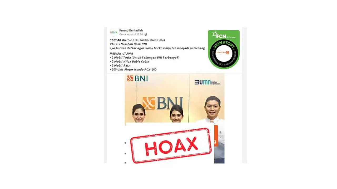 Cek Fakta BNI buka pendaftaran Gebyar Hadiah 2024