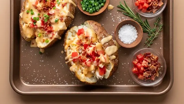 Resep baked potato isi ayam creamy keju