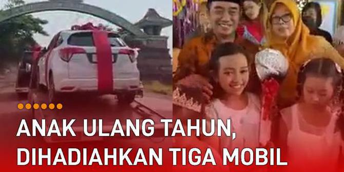 VIDEO: Anaknya Ulang Tahun, Sekretaris Desa Hadiahkan Tiga Mobil Mewah