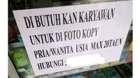 6 Tulisan 'Dibutuhkan Karyawan' Ini Nyeleneh Banget, Kocak (sumber: 1cak)