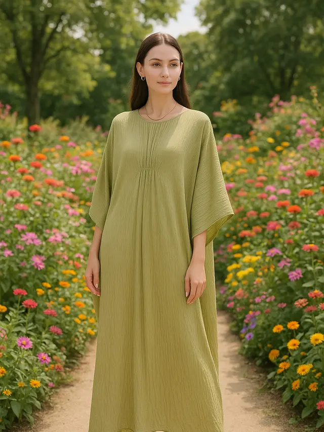 Gamis Kaftan Simple Tapi Terlihat Mewah