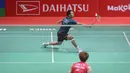 Tunggal putra Indonesia, Jonatan Christie, sukses menaklukkan wakil Chinese Taipei, Lin Chun-Yi, pada babak 16 besar Indonesia Masters 2025 di Istora Senayan, Jakarta, Kamis (23/1/2025). Jojo menang dengan skor 21-9, 10-21, dan 21-15. (Bola.com/M Iqbal Ichsan)