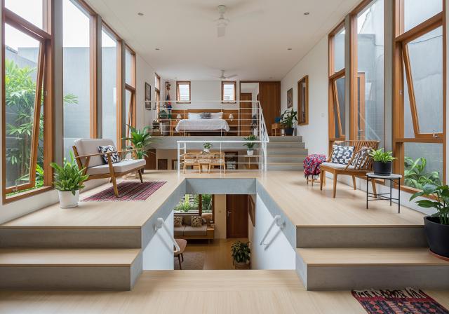 Split Level Dua Arah di Bagian Depan dan Belakang Rumah/Desain Rumah Mungil Tapi Pakai Konsep Split Level Biar Lega (Sumber: gemini.com)