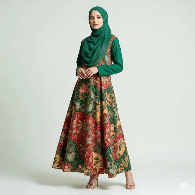 10 Model Busana Muslim Batik Kombinasi Polos yang Elegan dan Modern