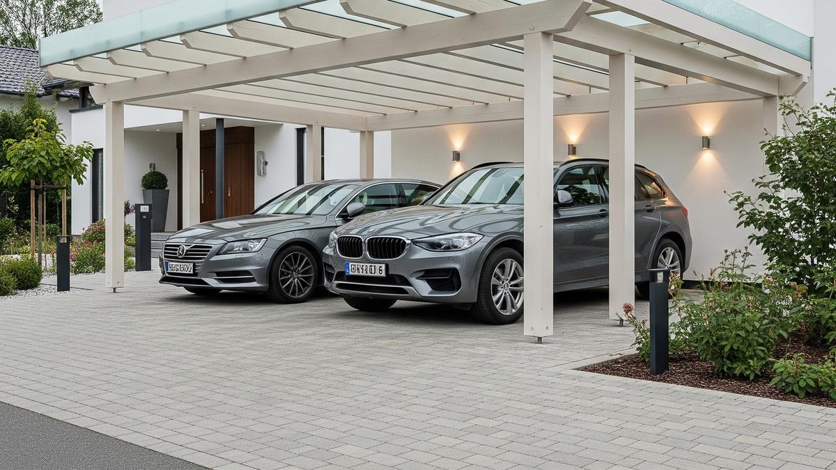 7 Model Carport Mewah Dua Mobil dengan Atap Kaca Tempered Tebal, Bikin Hunian Lebih Modern